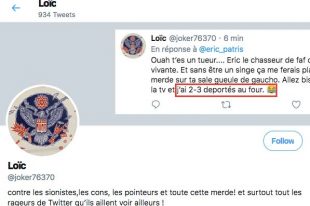 Profile du compte Twitter de @joker76370 qui multiplie les calomnies contre Woody Allen et soutient le négationniste Hervé Ryssen.